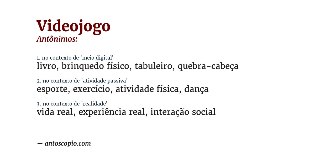 Antônimo de videojogo
