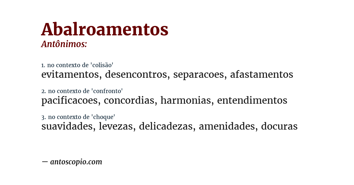 Antônimo de abalroamentos