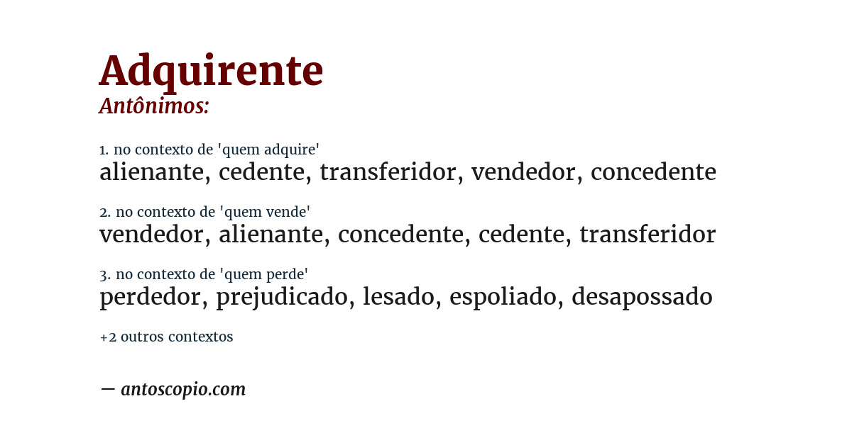 Antônimo de adquirente