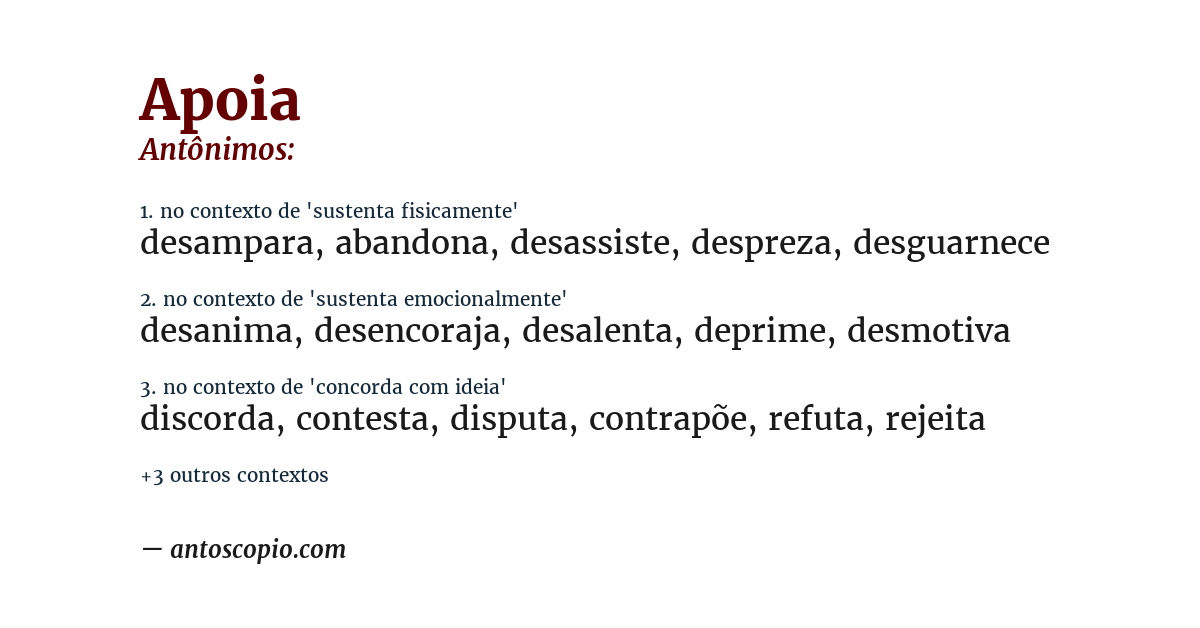Antônimo de apoia