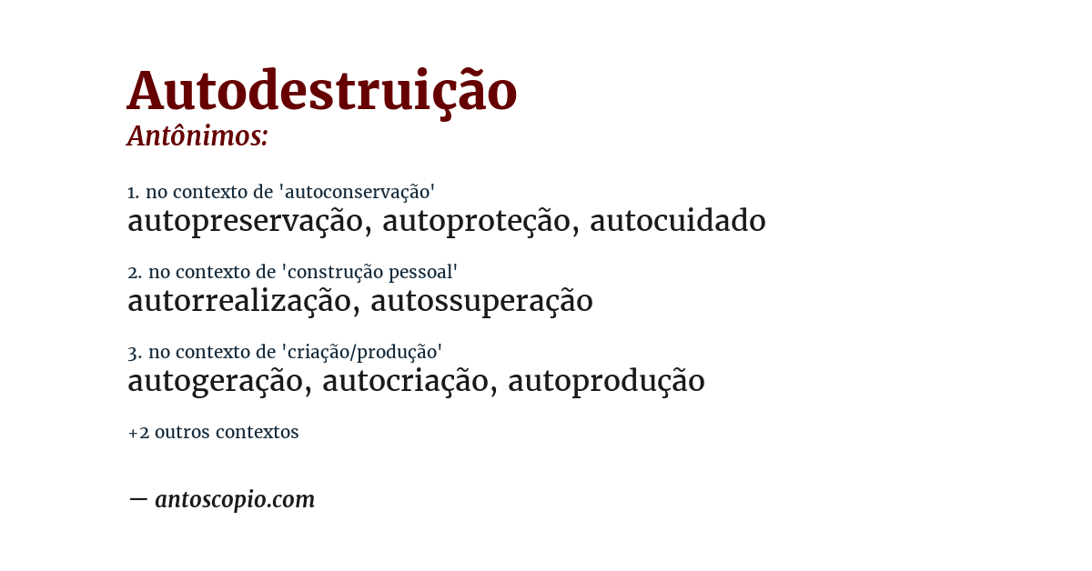 Antônimo de autodestruição
