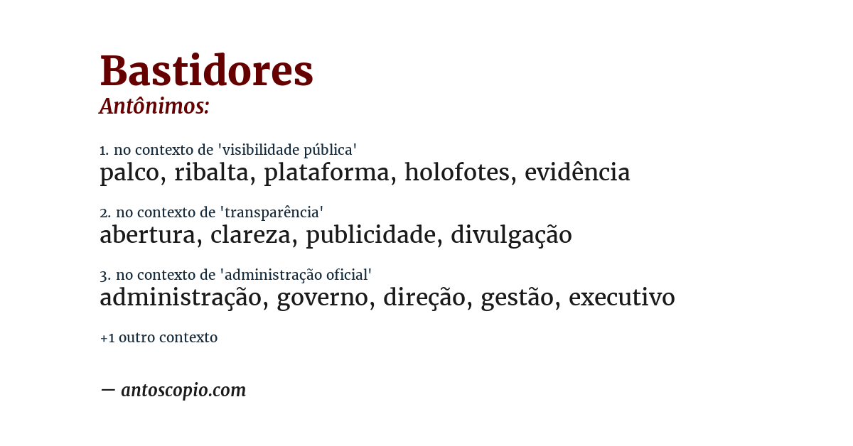Antônimo de bastidores