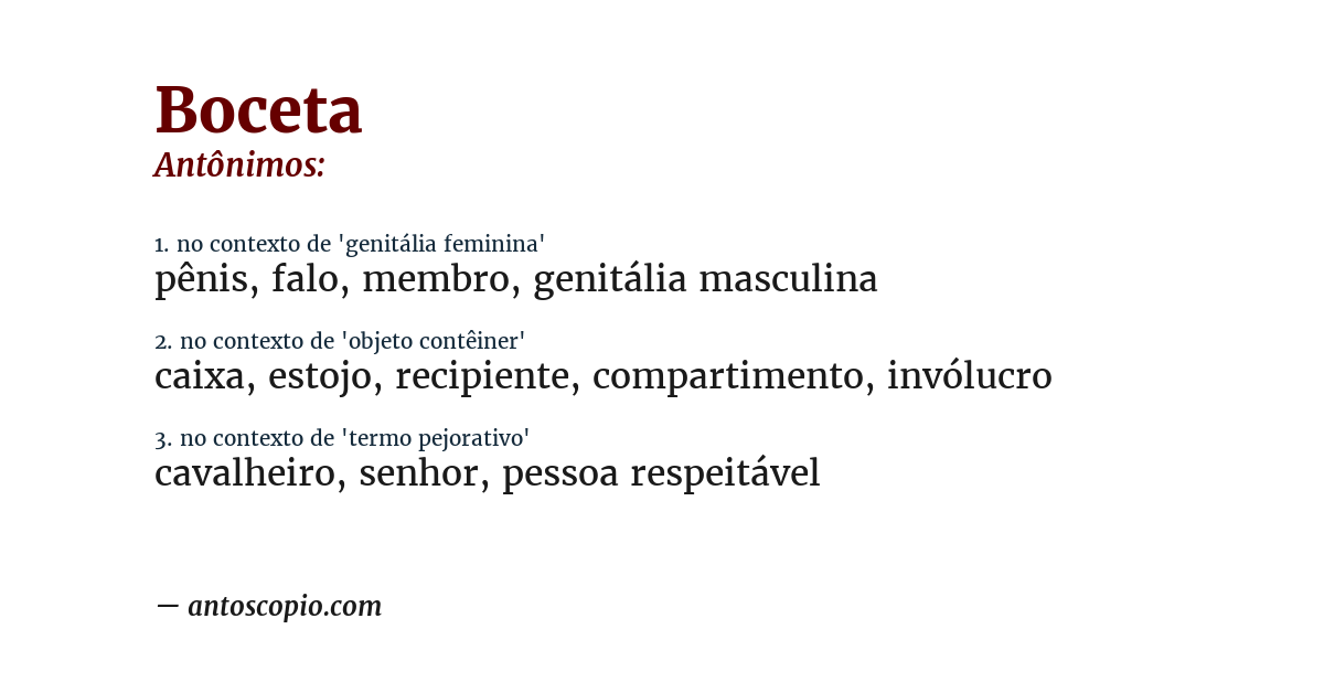 Antônimo de boceta