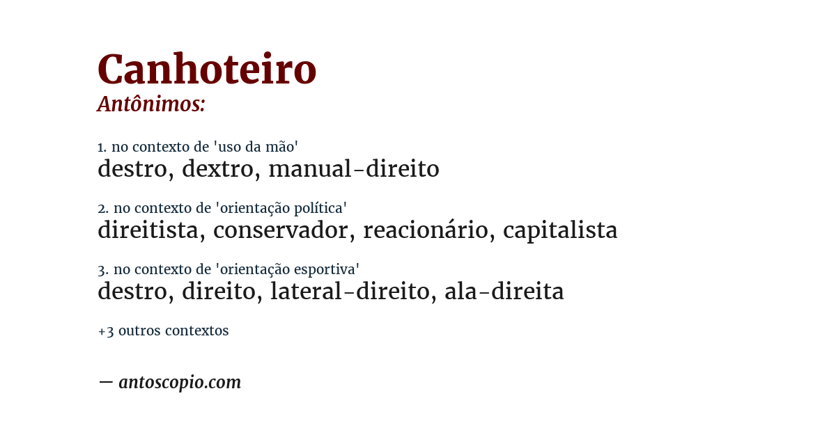 Antônimo de canhoteiro