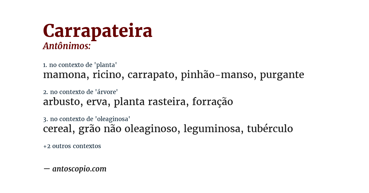 Antônimo de carrapateira