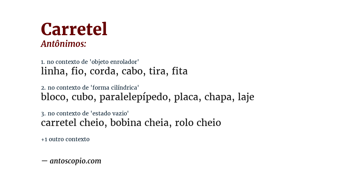 Antônimo de carretel