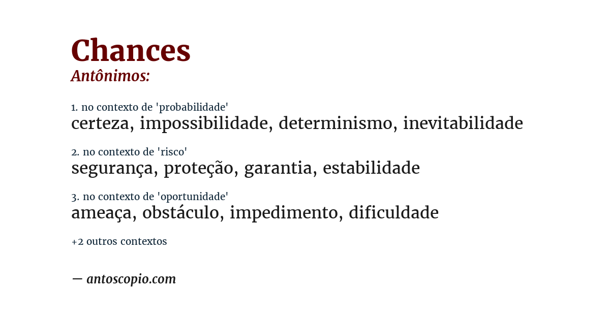 Antônimo de chances