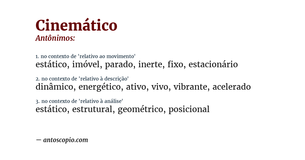 Antônimo de cinemático