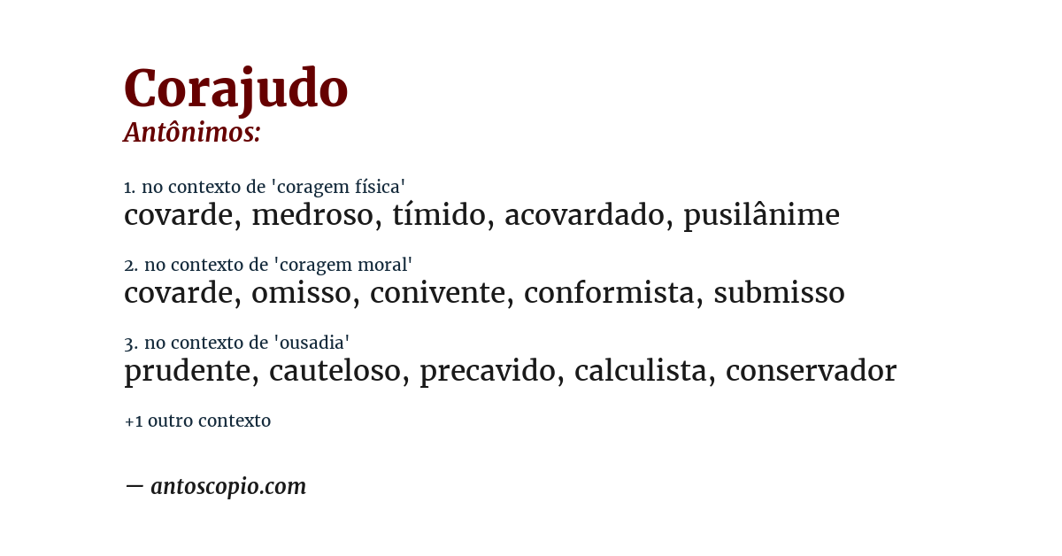 Antônimo de corajudo