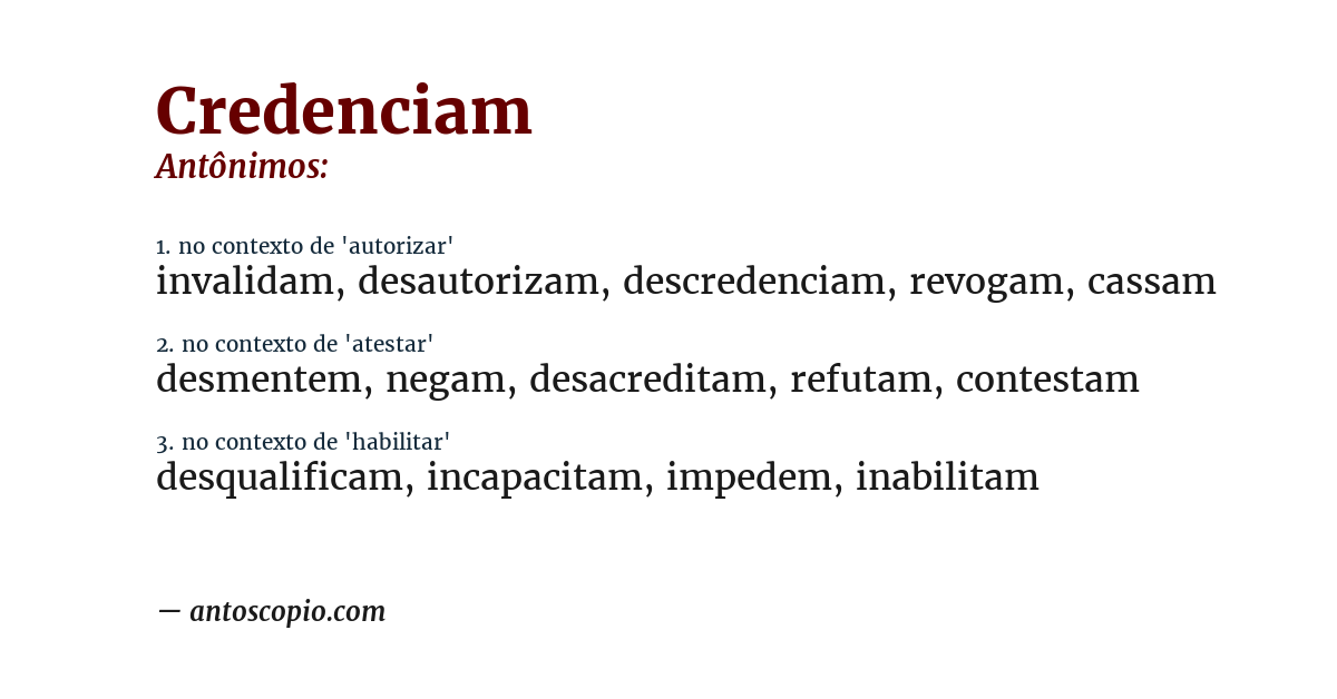 Antônimo de credenciam