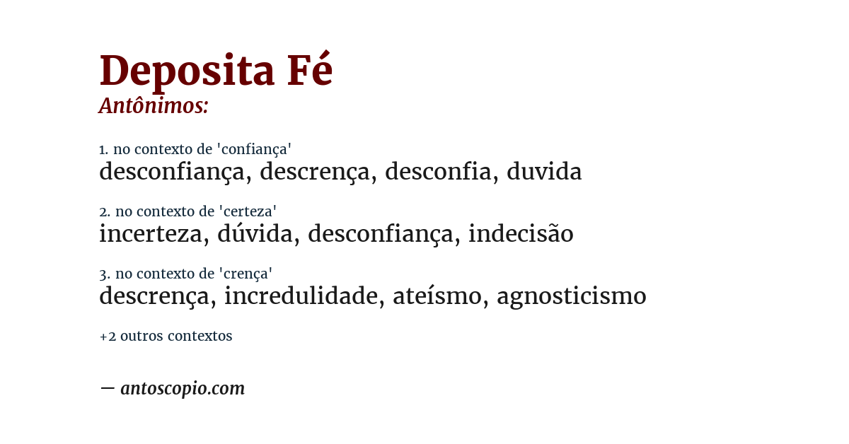 Antônimo de deposita fé