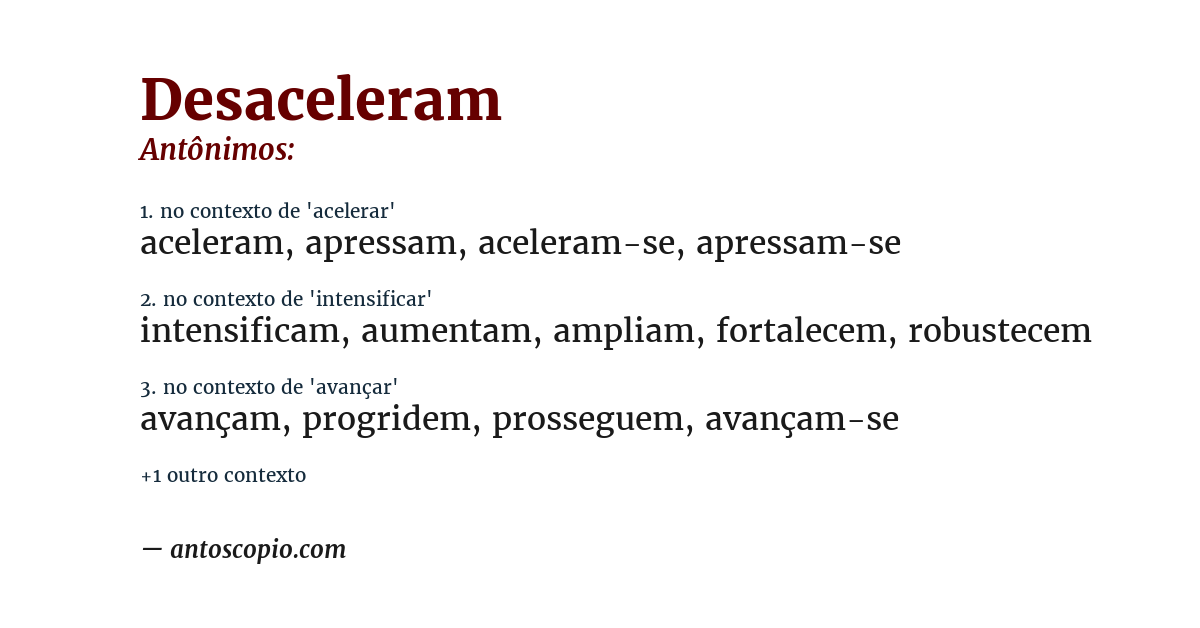 Antônimo de desaceleram