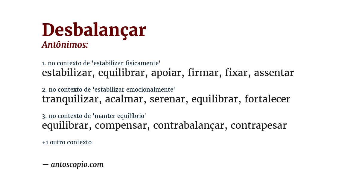 Antônimo de desbalançar