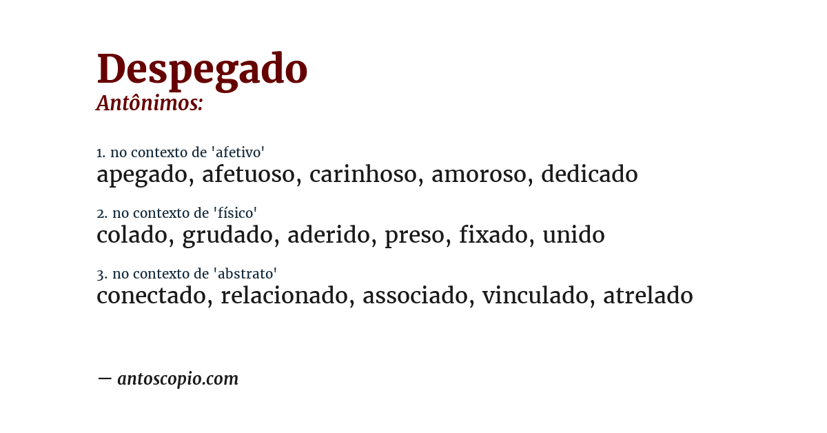 Antônimo de despegado