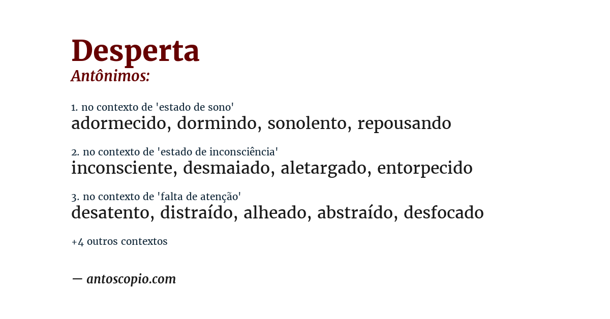 Antônimo de desperta