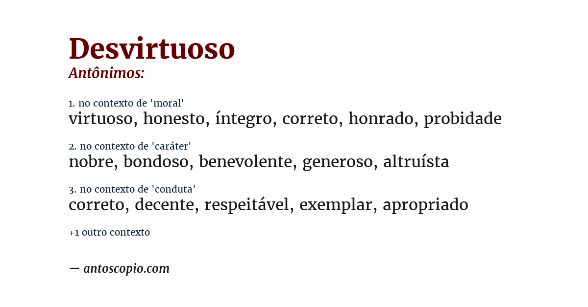 Antônimo de desvirtuoso