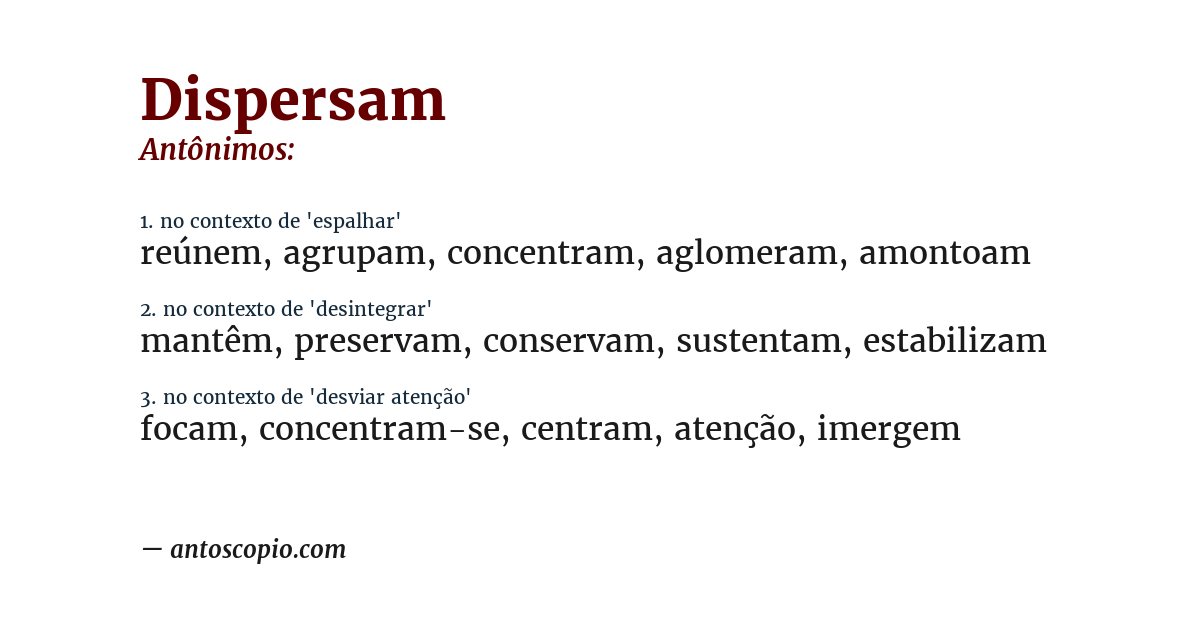 Antônimo de dispersam