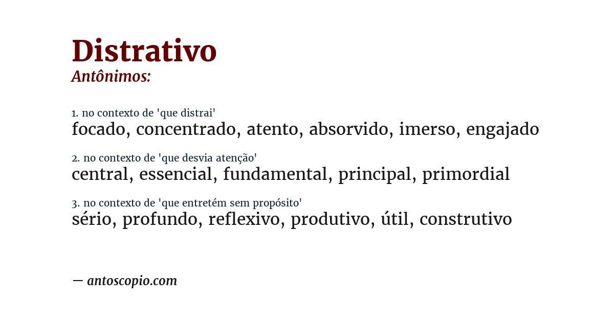 Antônimo de distrativo