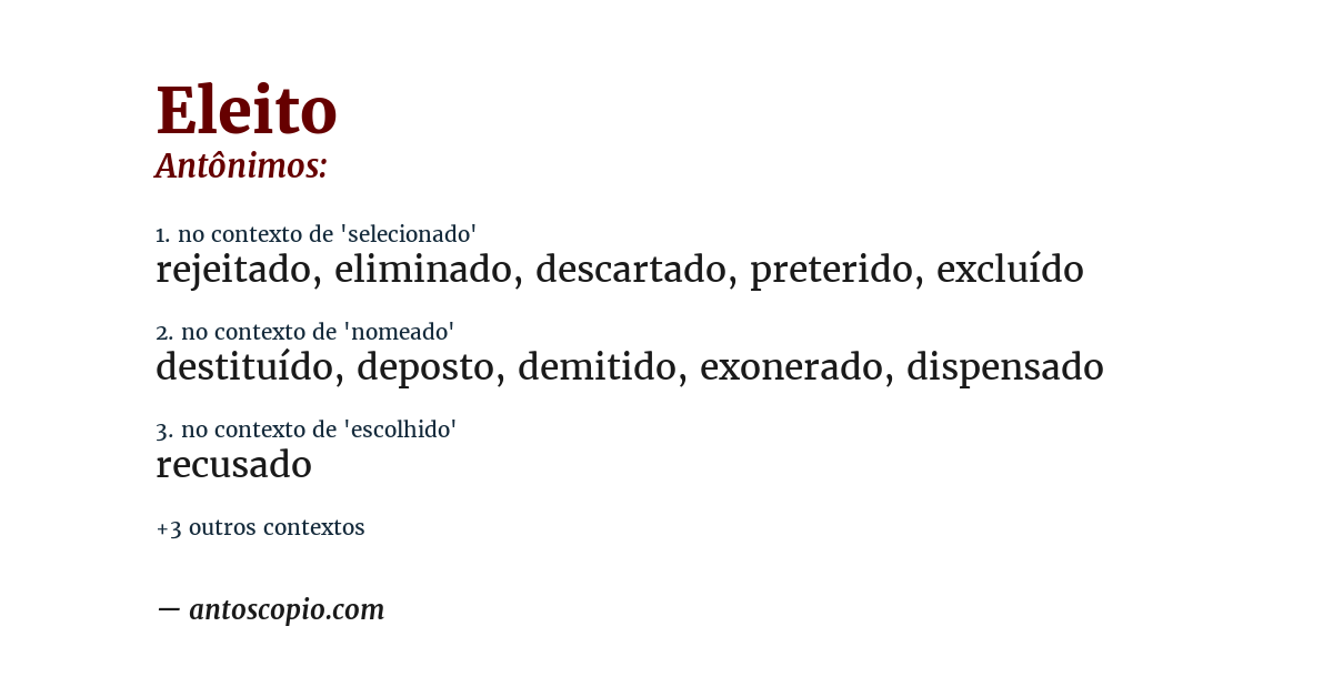 Antônimo de eleito