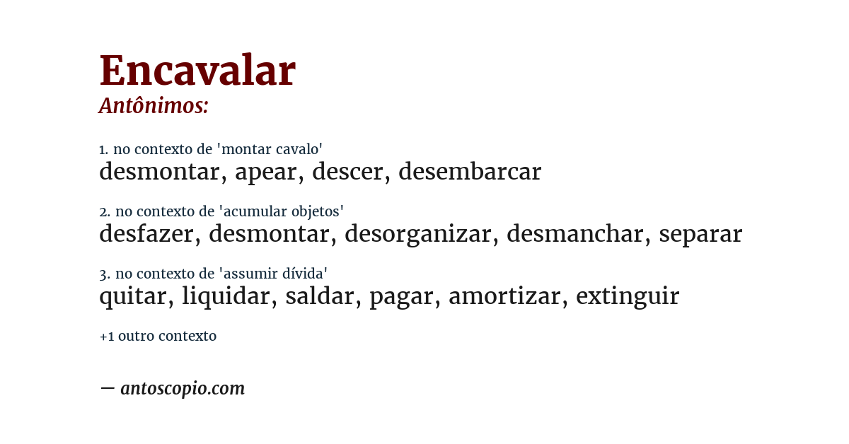 Antônimo de encavalar