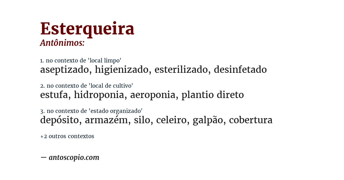 Antônimo de esterqueira