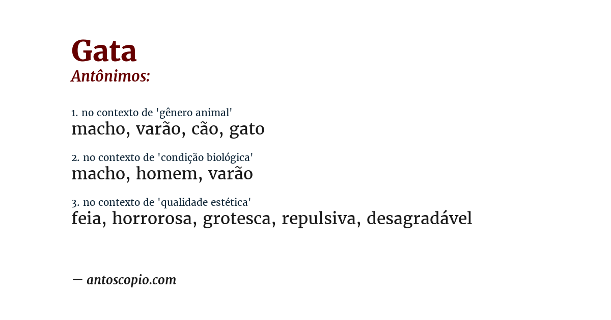 Antônimo de gata