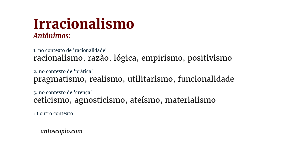 Antônimo de irracionalismo