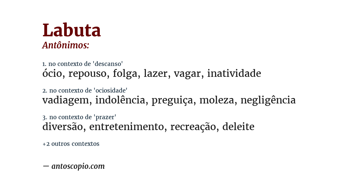 Antônimo de labuta