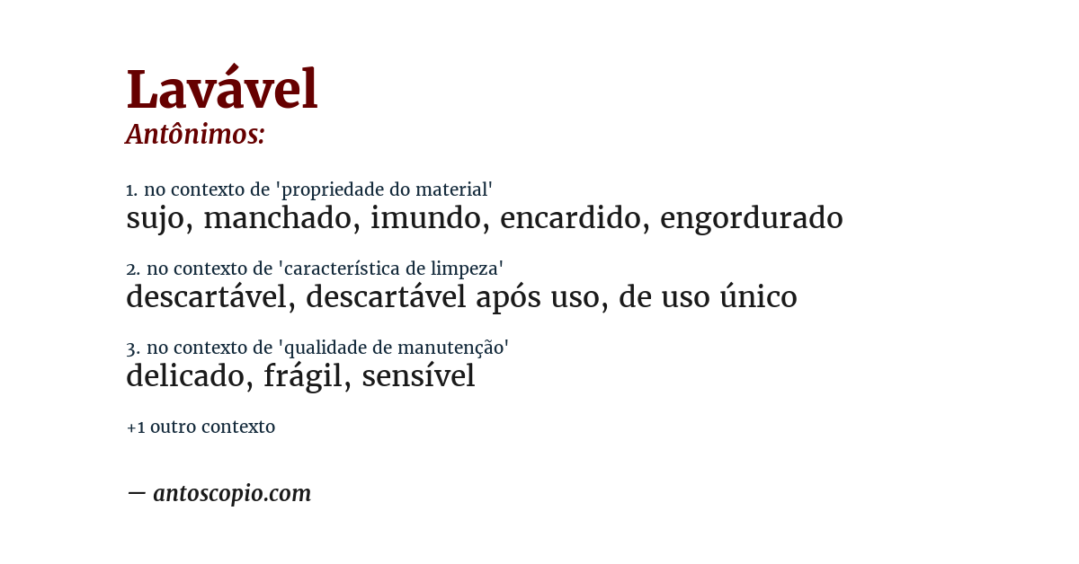 Antônimo de lavável