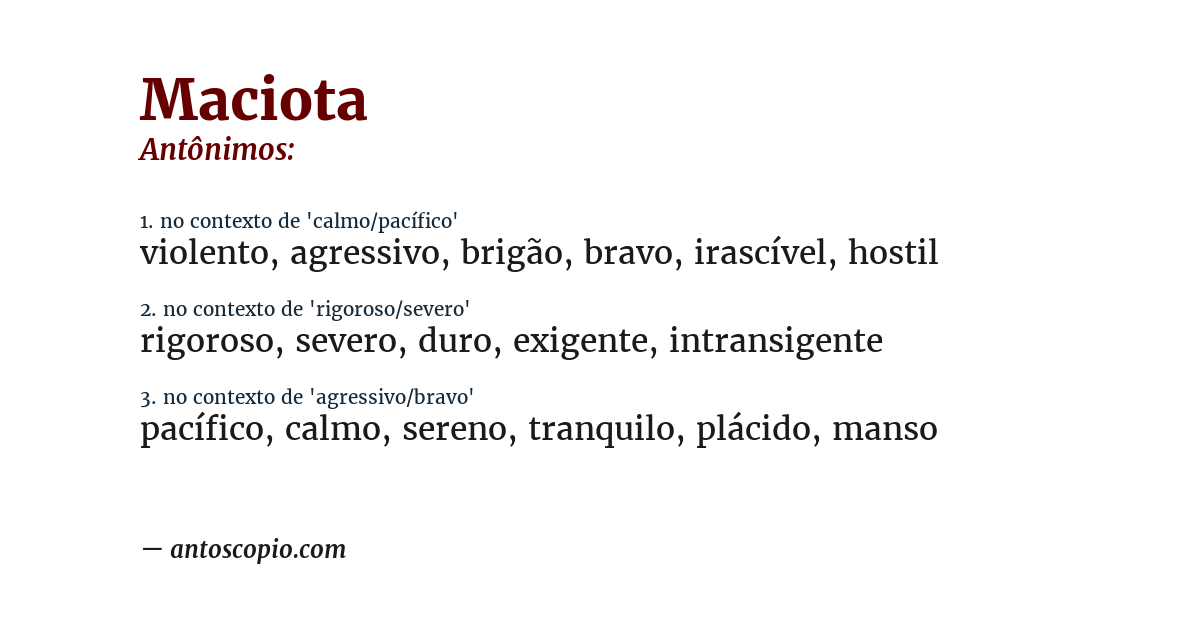 Antônimo de maciota