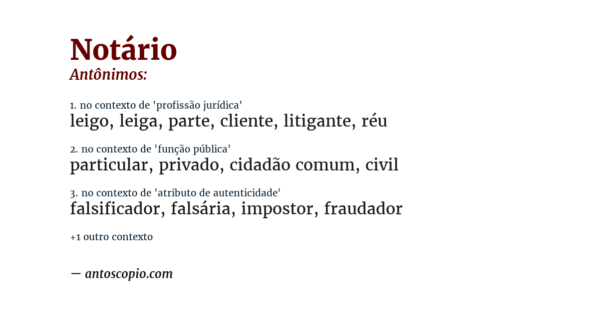 Antônimo de notário