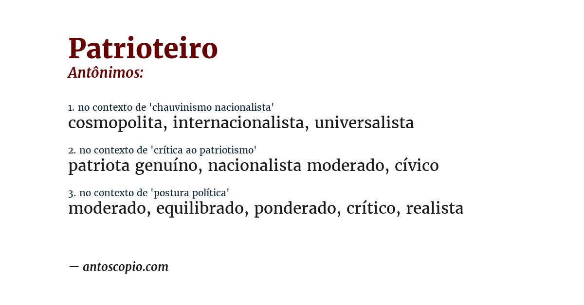 Antônimo de patrioteiro