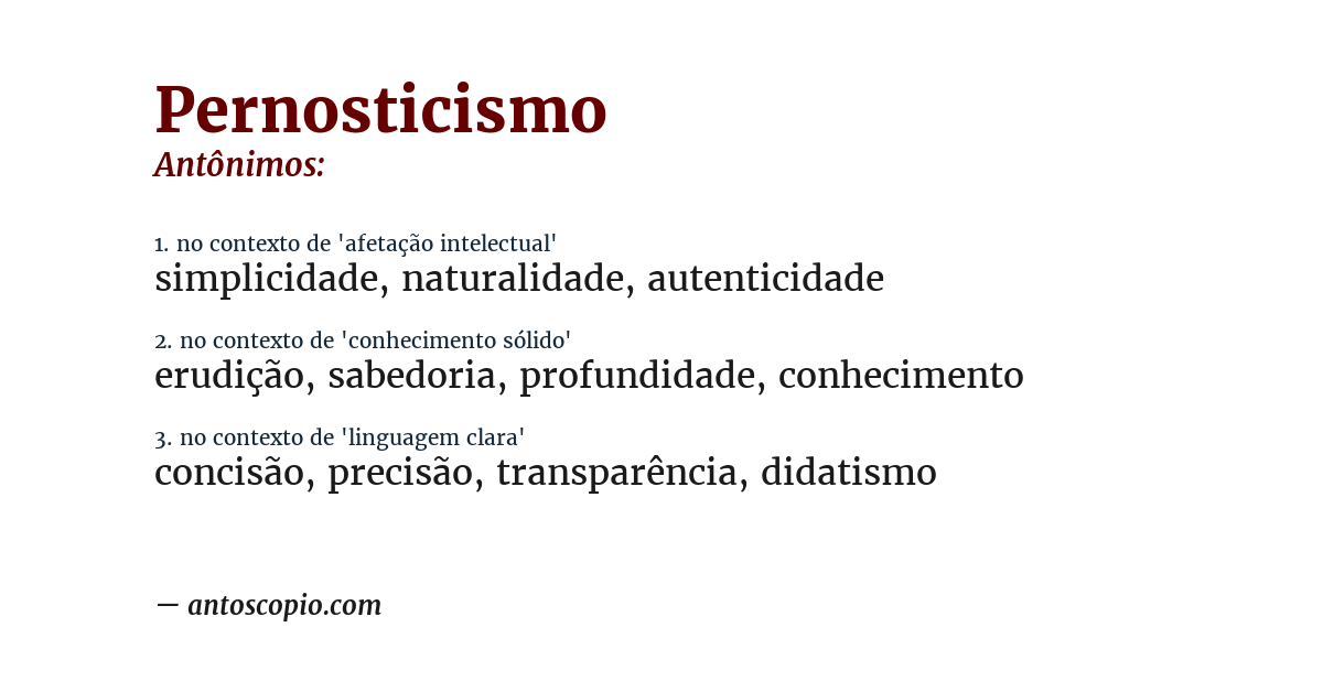 Antônimo de pernosticismo