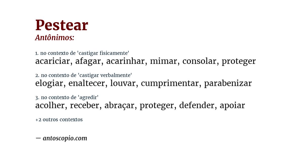 Antônimo de pestear