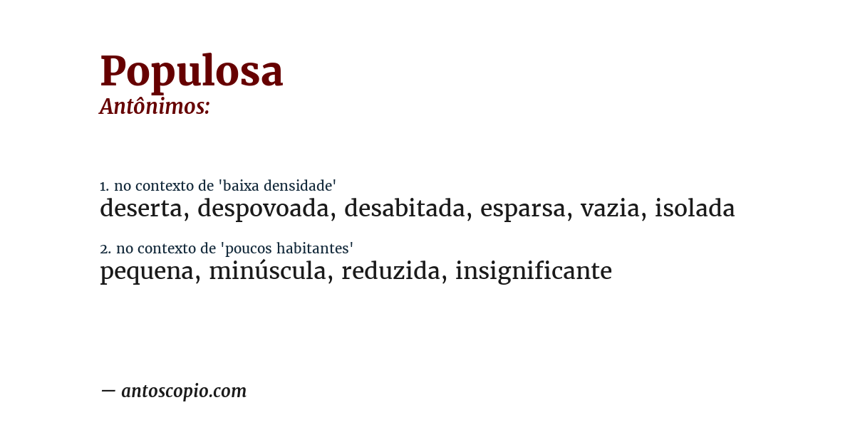 Antônimo de populosa