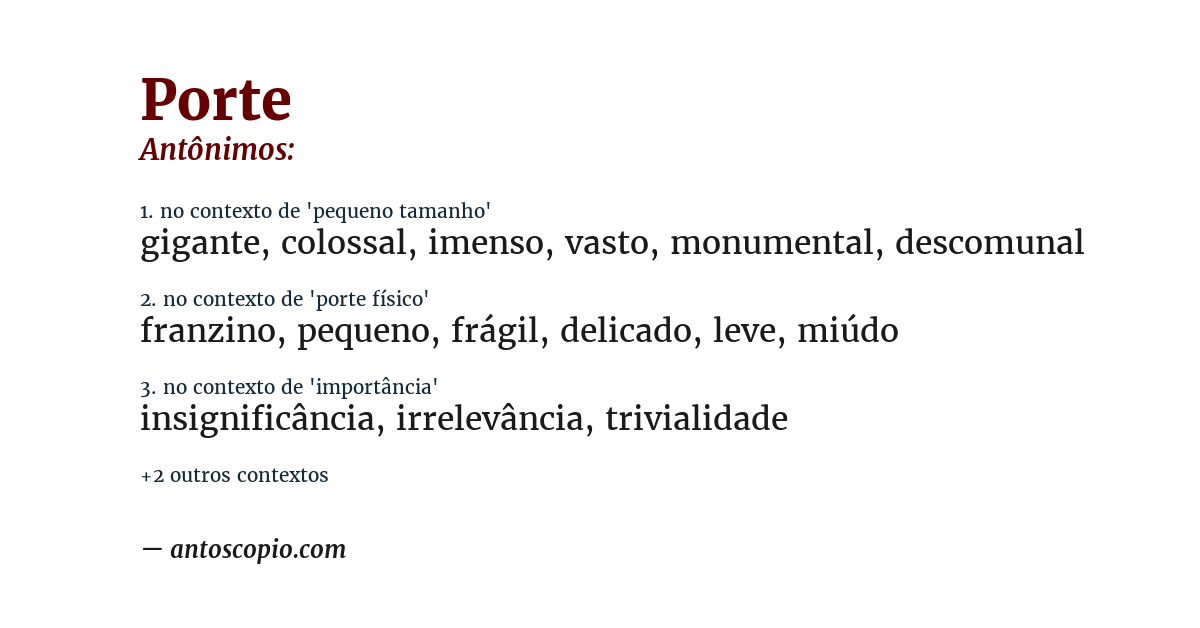 Antônimo de porte