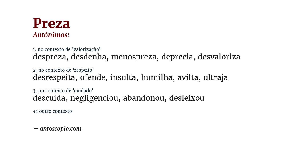 Antônimo de preza