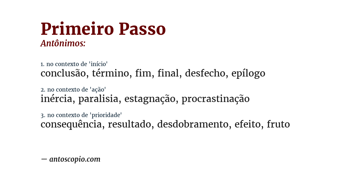 Antônimo de primeiro passo