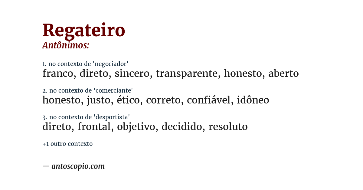 Antônimo de regateiro