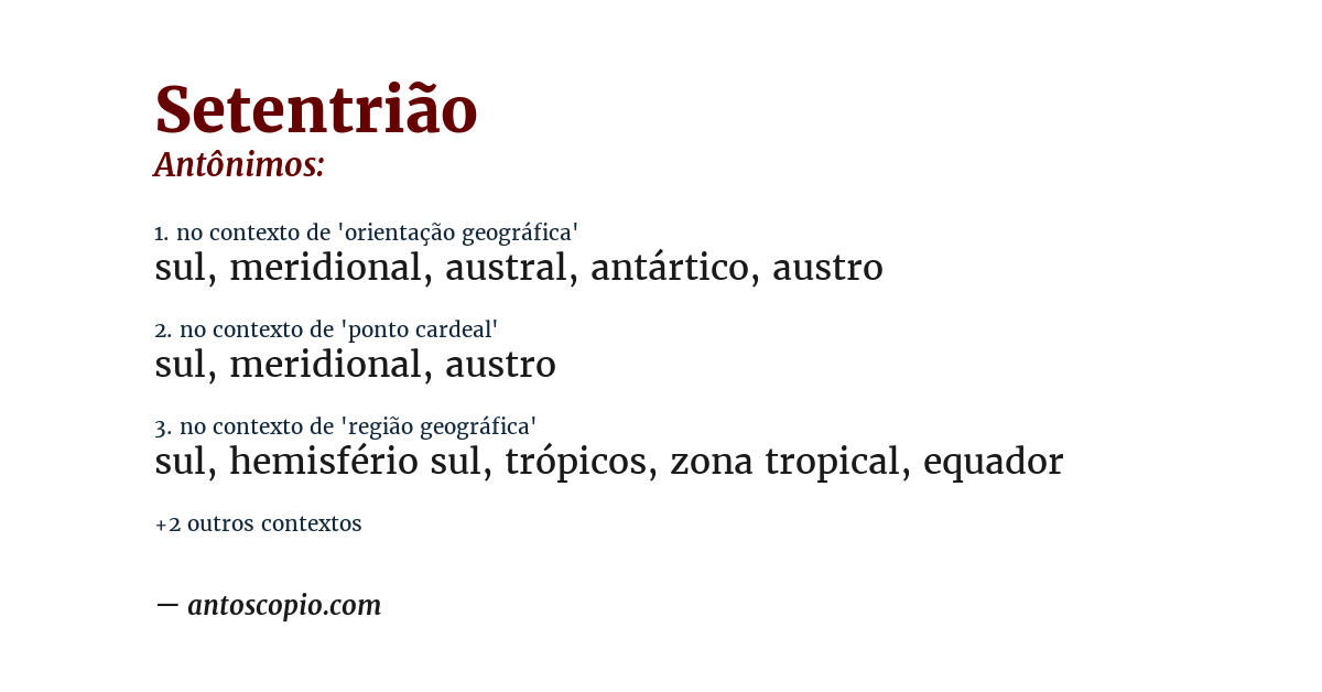 Antônimo de setentrião