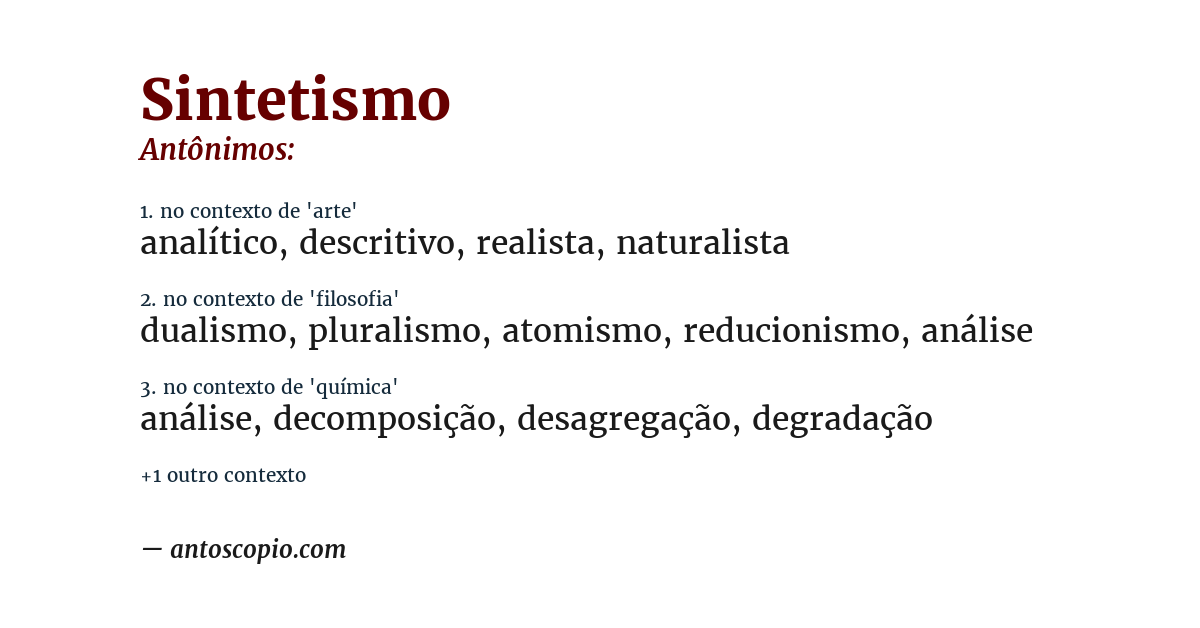 Antônimo de sintetismo