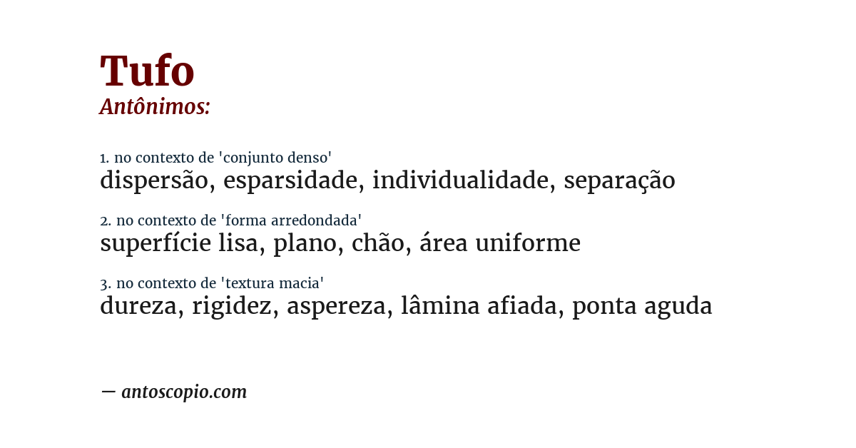 Antônimo de tufo