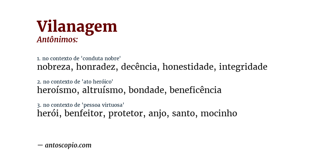 Antônimo de vilanagem
