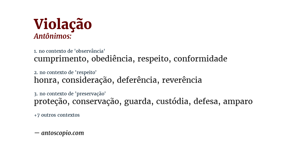Antônimo de violação