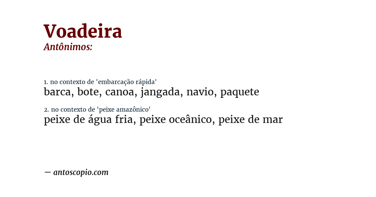 Antônimo de voadeira