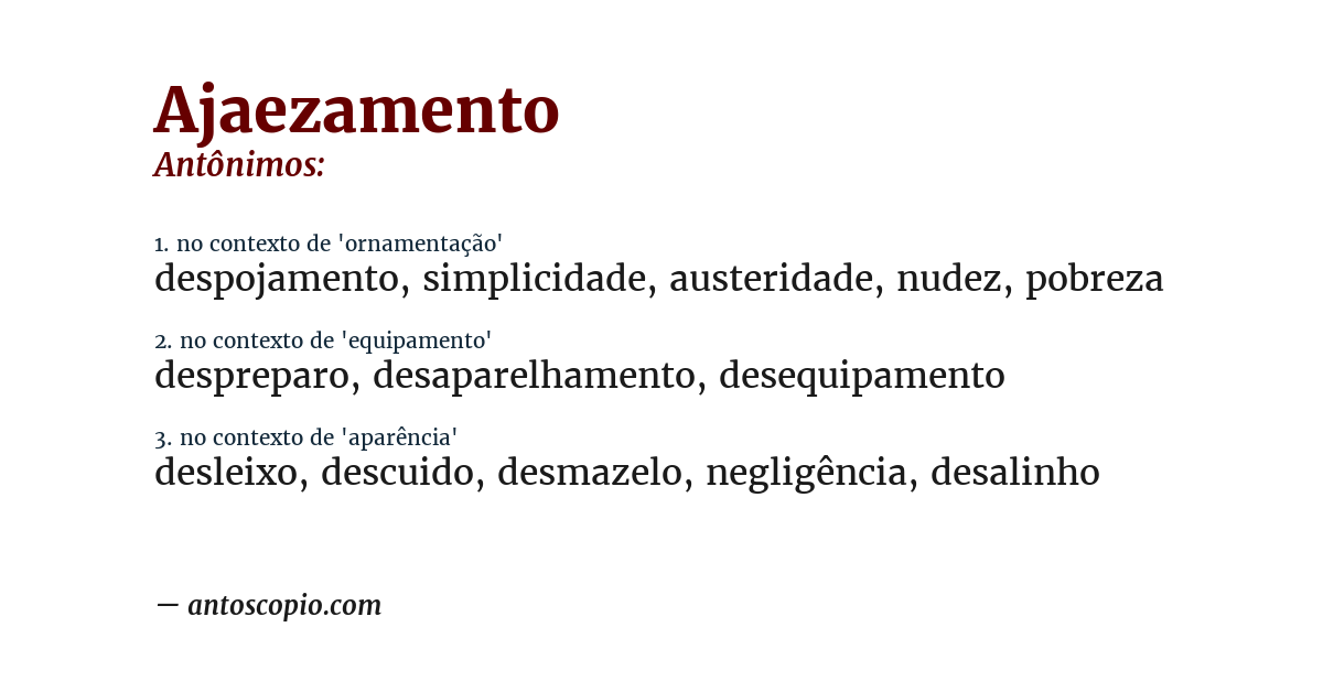 Antônimo de ajaezamento