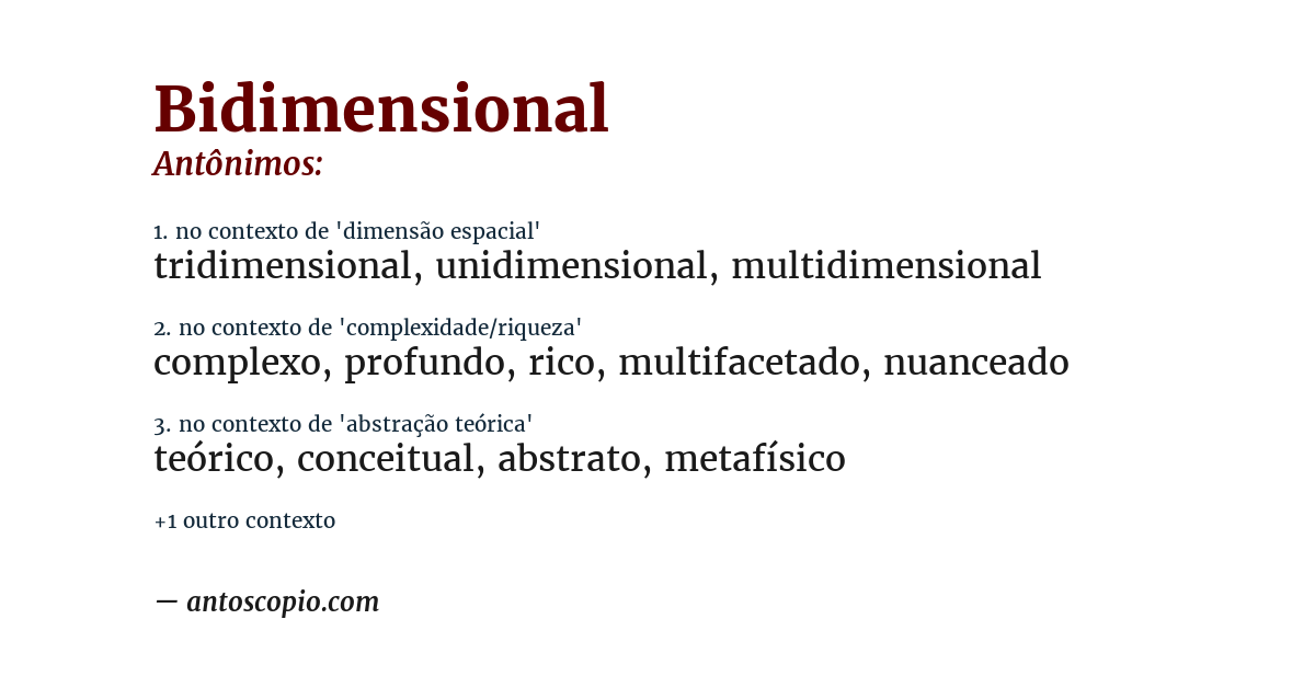 Antônimo de bidimensional