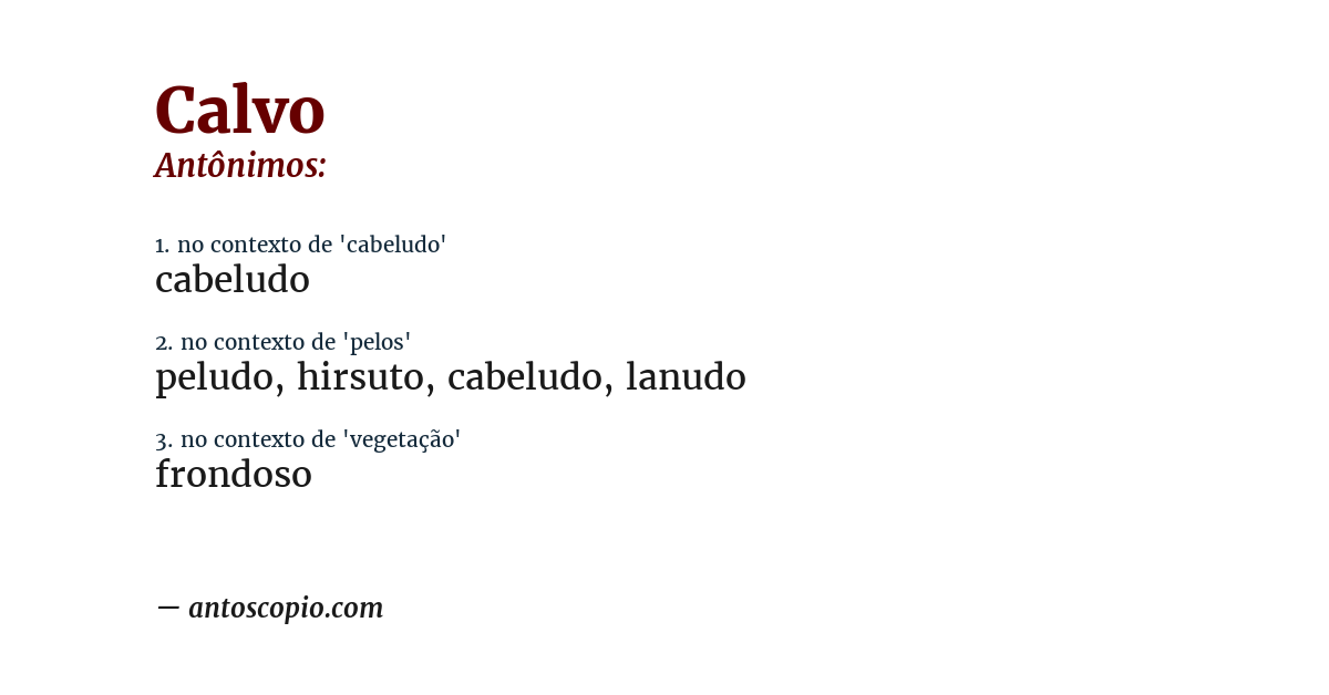 Antônimo de calvo