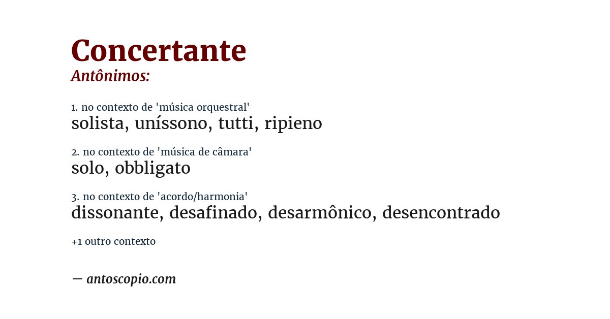 Antônimo de concertante