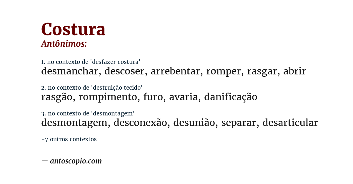 Antônimo de costura